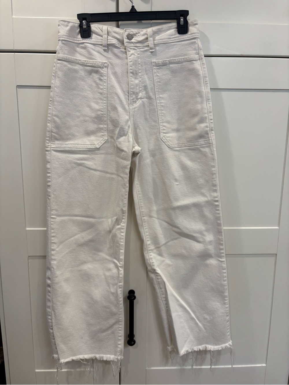 Just Black White Wide-Leg Jeans with Raw Hem